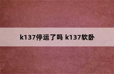 k137停运了吗 k137软卧